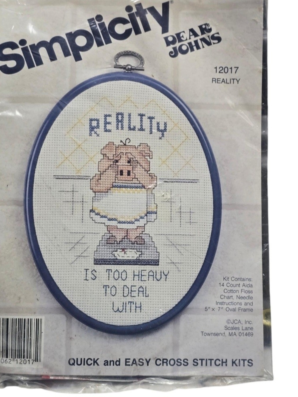 Vintage Pig Cross Stitch “Reality Is Too Heavy” Simplicity JCA Craft Kit